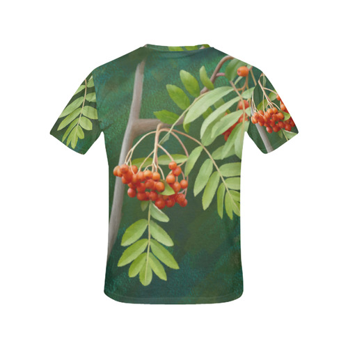 Plant Watercolor Rowan tree - Sorbus aucuparia All Over Print T-Shirt for Women (USA Size) (Model T40)