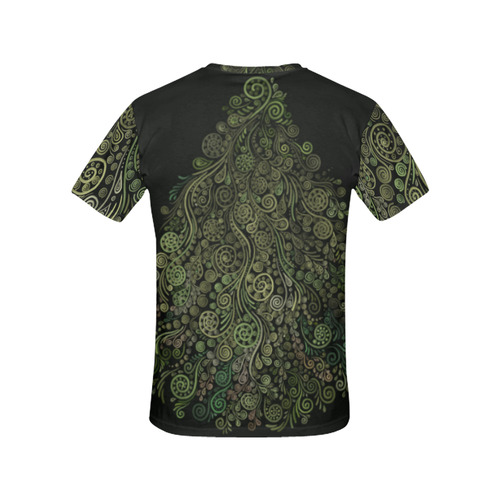 3D Ornaments -Fantasy Tree, green on black All Over Print T-Shirt for Women (USA Size) (Model T40)