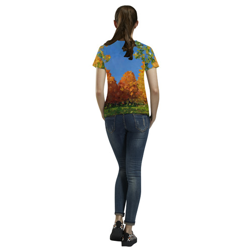 Park, oil painting, landscape All Over Print T-Shirt for Women (USA Size) (Model T40)