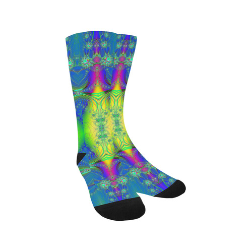 Colorful Neon Webs on the Water Fractal Abstract Trouser Socks