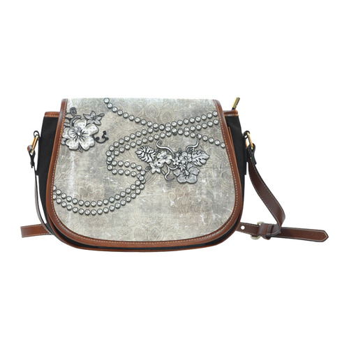 Decorative design, damask Saddle Bag/Small (Model 1649)(Flap Customization)