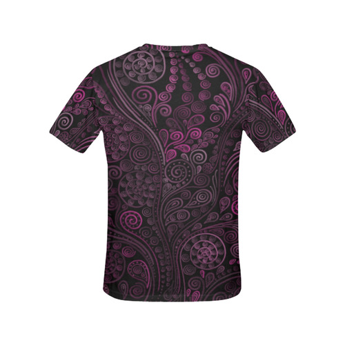 3D psychedelic ornaments, magenta All Over Print T-Shirt for Women (USA Size) (Model T40)