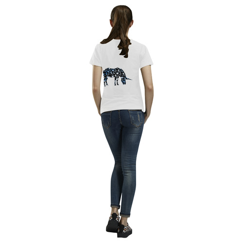 unicorn hearts blue All Over Print T-Shirt for Women (USA Size) (Model T40)