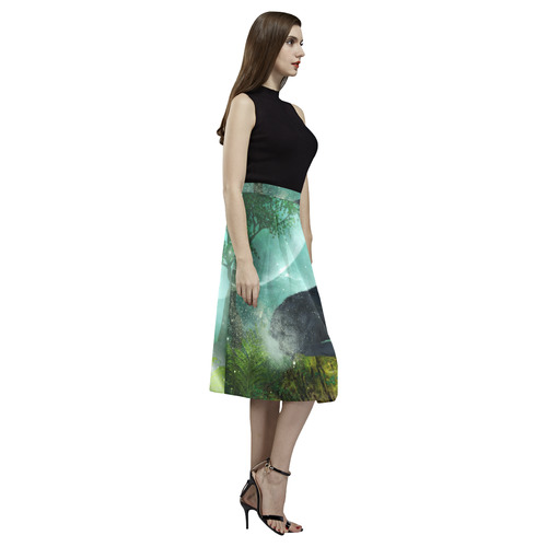 Sleeping wolf in the night Aoede Crepe Skirt (Model D16)