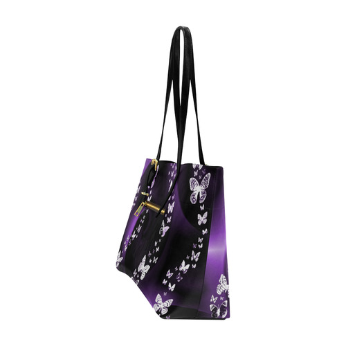 Purple Butterfly Swirl Euramerican Tote Bag/Large (Model 1656)