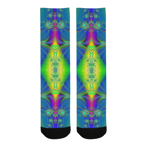 Colorful Neon Webs on the Water Fractal Abstract Trouser Socks