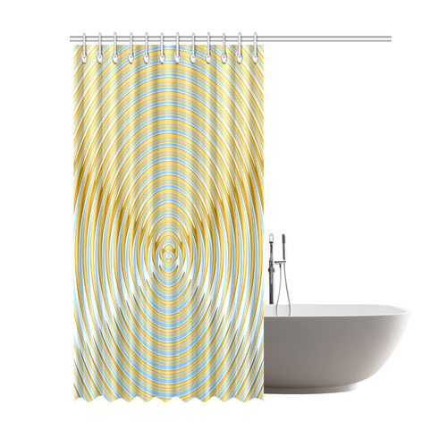 Gold Blue Rings Shower Curtain 69"x84"