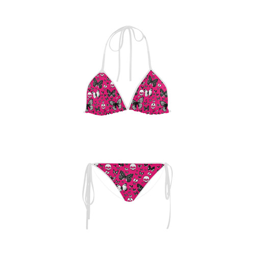 Skulls & Butterflies on Pink Custom Bikini Swimsuit