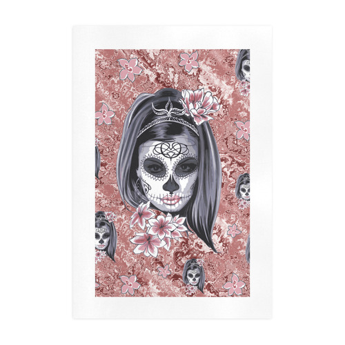 Skull Of A Pretty Flowers Lady Pattern Art Print 19‘’x28‘’
