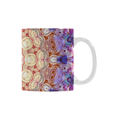 Watercolor Mandala Grunge - Magenta Blue Yellow White Mug(11OZ)