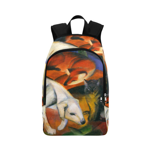 Three Animals (Dog, Fox, Cat) by Franz Marc Fabric Backpack for Adult (Model 1659)