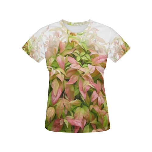 Pot full of colors, floral watercolors, plant All Over Print T-Shirt for Women (USA Size) (Model T40)