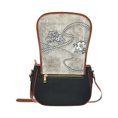 Decorative design, damask Saddle Bag/Small (Model 1649)(Flap Customization)