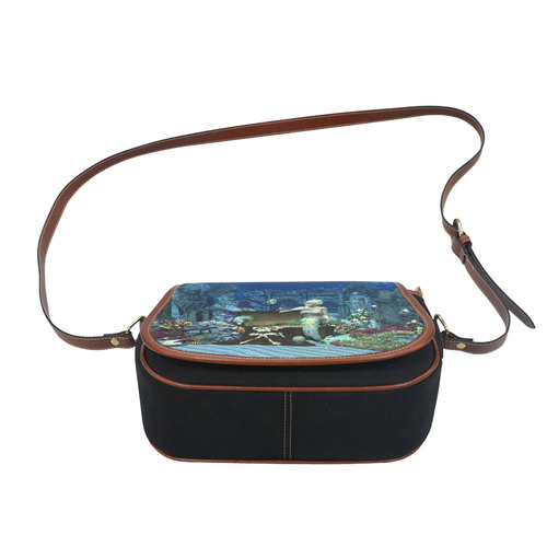 Underwater wold with mermaid Saddle Bag/Small (Model 1649)(Flap Customization)