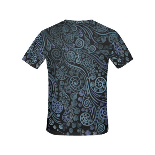 3D psychedelic ornaments, blue All Over Print T-Shirt for Women (USA Size) (Model T40)