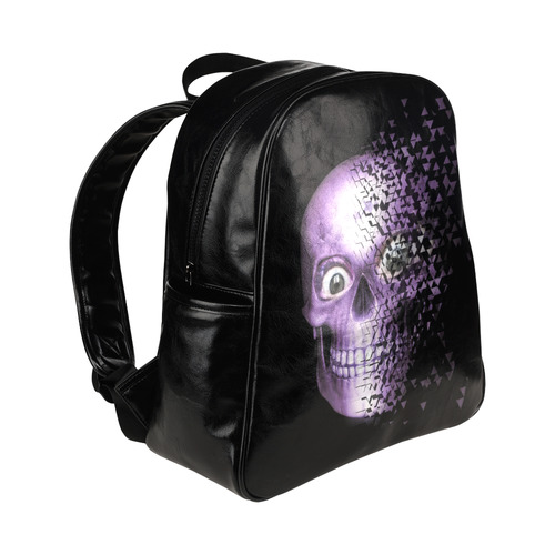 Broken Skull, lilac by JamColors Multi-Pockets Backpack (Model 1636)