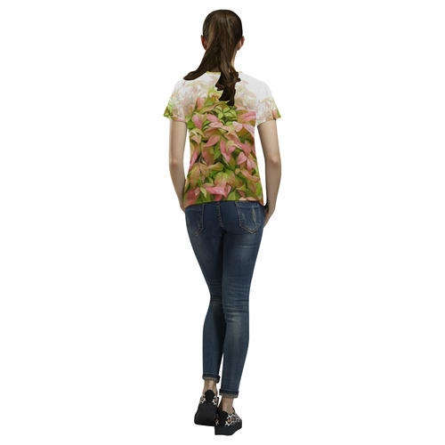 Pot full of colors, floral watercolors, plant All Over Print T-Shirt for Women (USA Size) (Model T40)