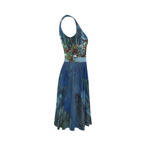 Underwater wold with mermaid Sleeveless Ice Skater Dress (D19)