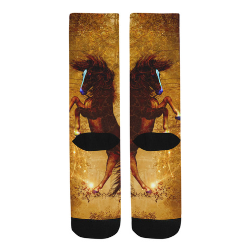 Awesome horse, vintage background Trouser Socks