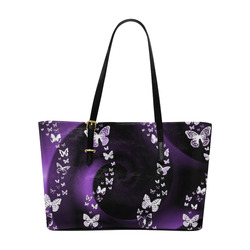 Purple Butterfly Swirl Euramerican Tote Bag/Large (Model 1656)