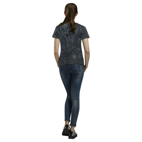 Soft Blue 3D Ornamental All Over Print T-Shirt for Women (USA Size) (Model T40)