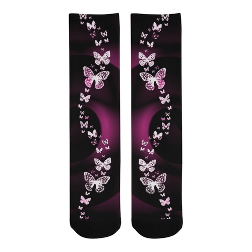 Pink Butterfly Swirl Trouser Socks
