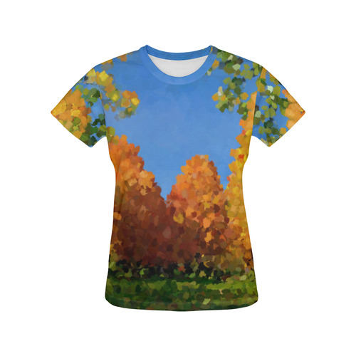 Park, oil painting, landscape All Over Print T-Shirt for Women (USA Size) (Model T40)