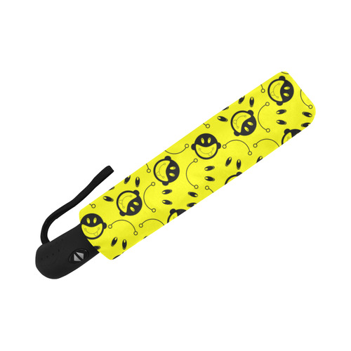 monkey tongue out on yellow Auto-Foldable Umbrella (Model U04)