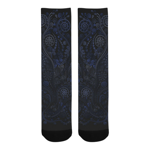 3D Ornamental blue on gray Trouser Socks