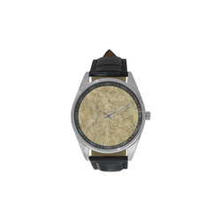 Cracked skull bone surface B by FeelGood Men's Casual Leather Strap Watch(Model 211)