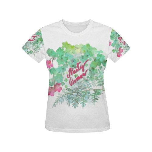 Nasty Woman , floral watercolor All Over Print T-Shirt for Women (USA Size) (Model T40)