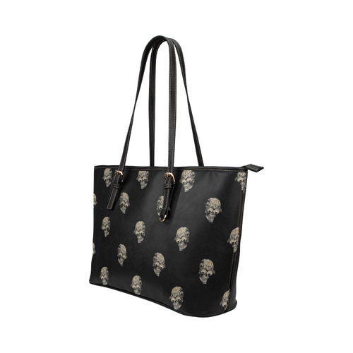 sparkling skulls C by JamColors Leather Tote Bag/Small (Model 1651)