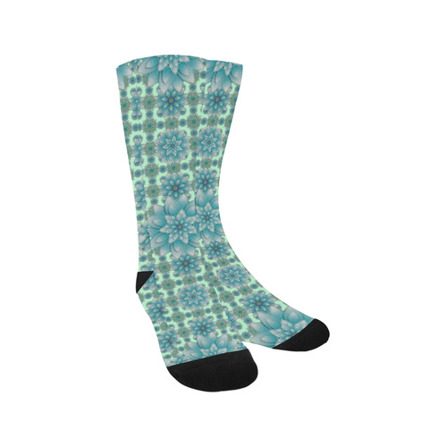 Happiness Turquoise Lotus pattern Trouser Socks