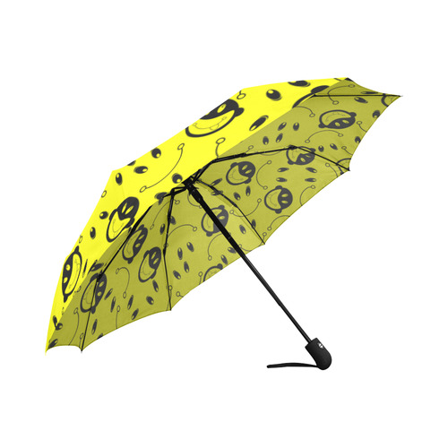 monkey tongue out on yellow Auto-Foldable Umbrella (Model U04)