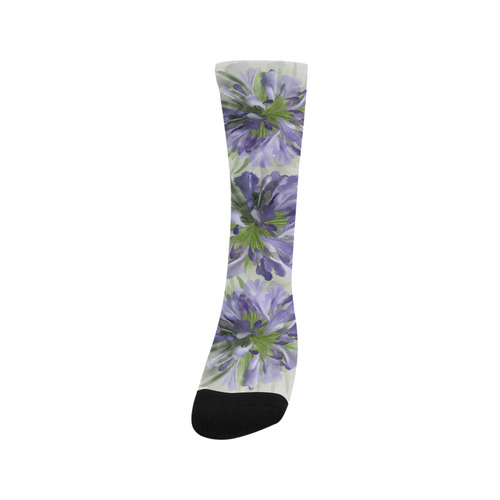 3 Delicate Purple Flowers, floral watercolor Trouser Socks