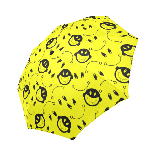 monkey tongue out on yellow Auto-Foldable Umbrella (Model U04)