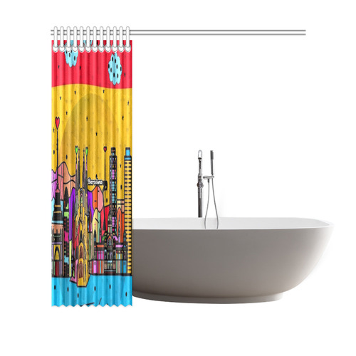 Barcelona Popart by Nico Bielow Shower Curtain 69"x70"