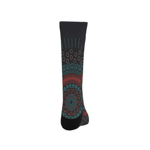 red with green mandala circular Trouser Socks