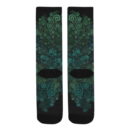 3D Turquoise Psychedelic Rose Trouser Socks