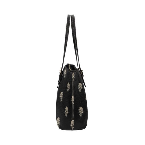 sparkling skulls C by JamColors Leather Tote Bag/Small (Model 1651)