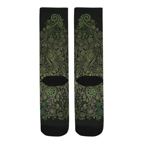 3D Ornaments -Fantasy Tree, green on black Trouser Socks