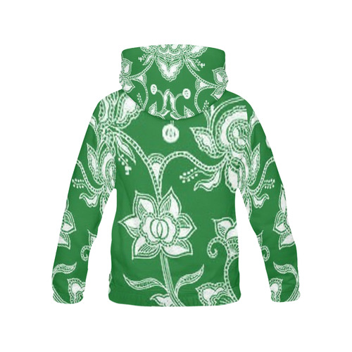 Vintage Floral Green All Over Print Hoodie for Women (USA Size) (Model H13)