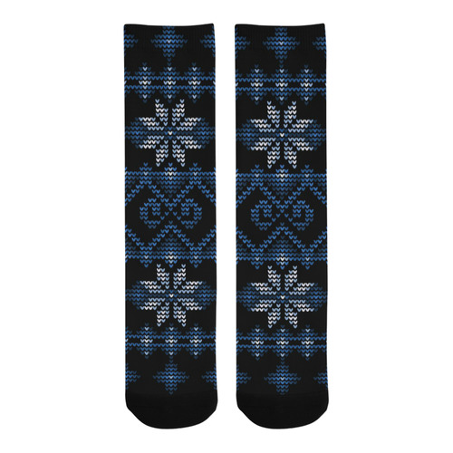 Ugly Christmas Sweater Faux Knit blue, Christmas Trouser Socks