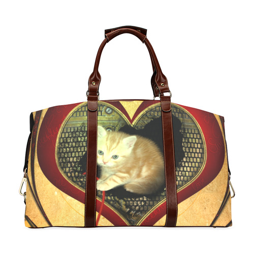 Cute kitten on a heart Classic Travel Bag (Model 1643) Remake