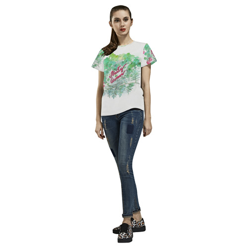 Nasty Woman , floral watercolor All Over Print T-Shirt for Women (USA Size) (Model T40)