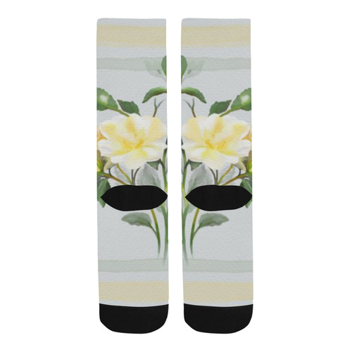 Yellow roses, floral watercolor Trouser Socks
