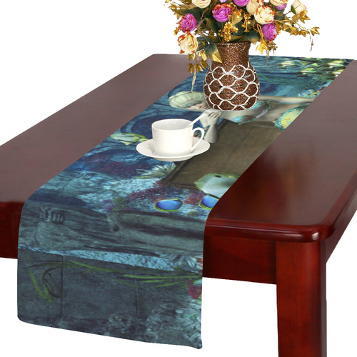 Underwater wold with mermaid Table Runner 14x72 inch