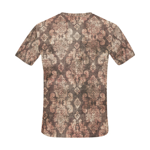 Grunge Gold Distressed Skull Steampunk Print All Over Print T-Shirt for Men (USA Size) (Model T40)