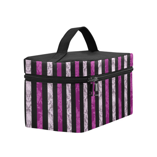 Two Tone Pink Damask Goth Stripe Lunch Bag/Large (Model 1658)