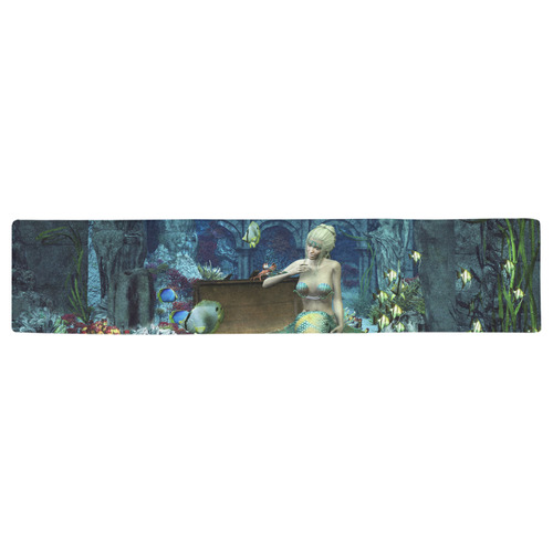 Underwater wold with mermaid Table Runner 16x72 inch